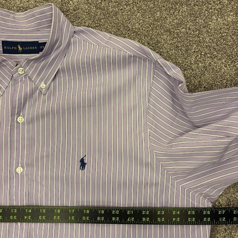 Ralph Lauren Men's Button Down Shirt Size 17.5 Purple Striped Long Sleeves EUC - Picture 8 of 11
